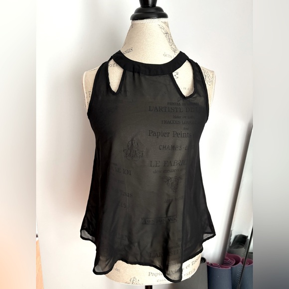 Sheer Black Cutout Top - Picture 1 of 6